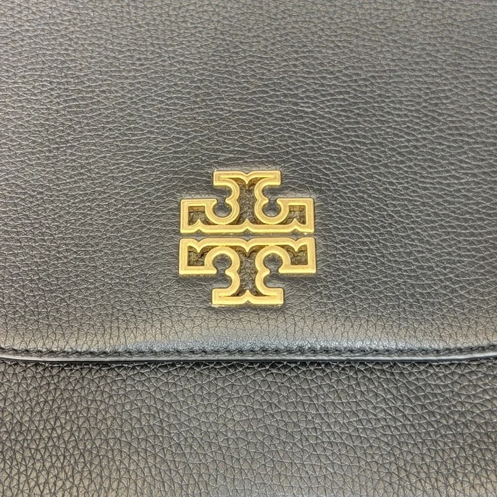 EUC Tory Burch Britten Black Leather Crossbody Shoulder Bag - Picture 2 of 8